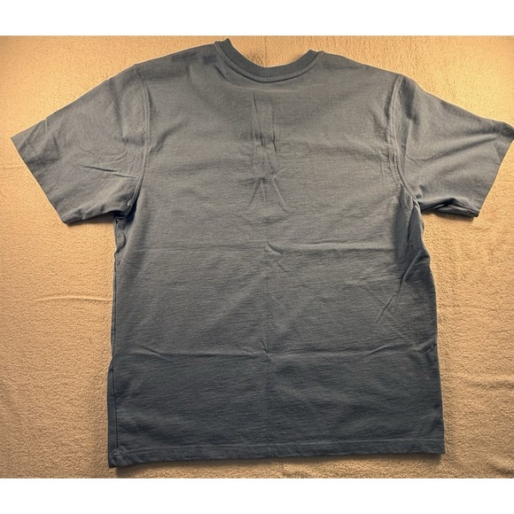 Carhartt Shirt Mens Large Blue Henley Cotton Pocket Logo Workwear Casual - Picture 4 of 15